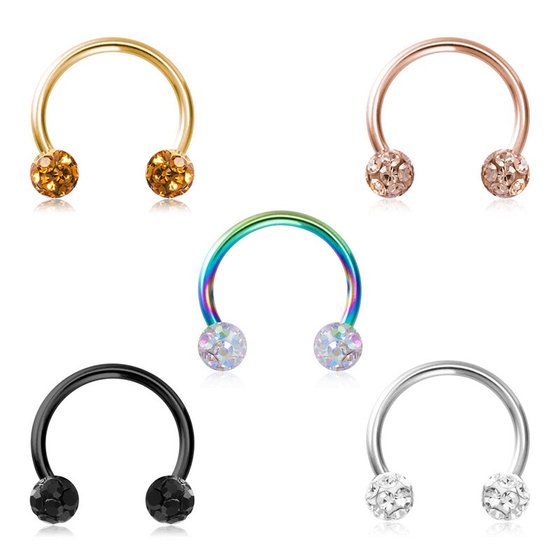 Anillo para el tabique de la nariz, joyería para Piercing de herradura, 16G, pendientes Tragus de hélice para cartílago, Aro para Piercing de labio, retenedor de 8mm, 1 unidad
