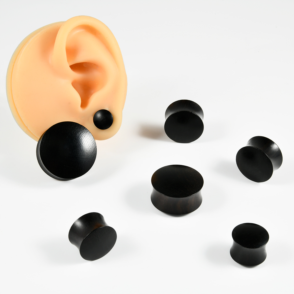 1 COPPIA Orecchio in legno Doppio svasato Tappi tunnel per l'orecchio Spina Espansore per carne Calibro Barelle Orecchini Uomo Gioielli penetranti per il corpo 8mm-25mm