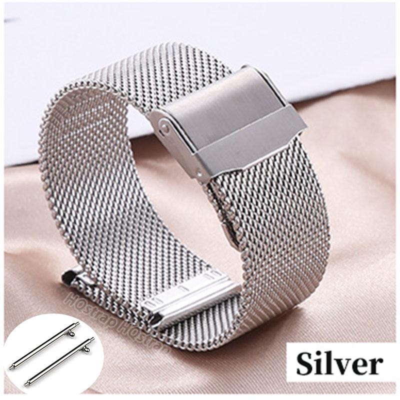 Bracelet milanais à dégagement rapide, 18mm 20mm 22mm 12mm 14mm 16mm 17mm 19mm 21mm 24mm, Bracelet universel en maille 0.6 en acier inoxydable