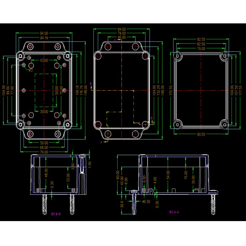 Waterproof project box plastic electronic junction box wall mount plastic enclosure abs diy outdoor Housing box 148*94*60mm