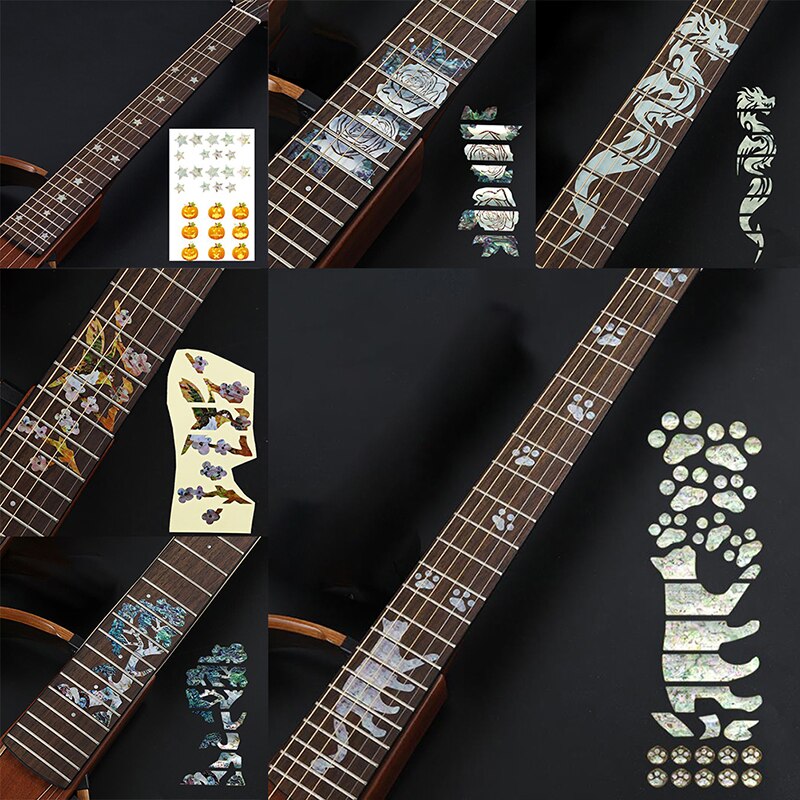 1 unidad de diapasón de guitarra pegatinas para mástil de guitarra PVC pegatinas decoración para guitarra