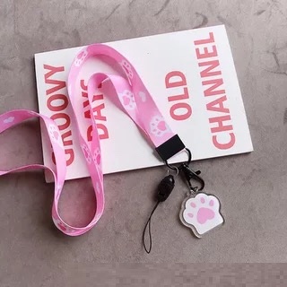 Cute lanyard for keys USB ID Pass Card Name Badge Holder Gym DIY Hang Rope Lariat Phone neck Strap Keycord Neckband Bag Pendant: Cat-pad