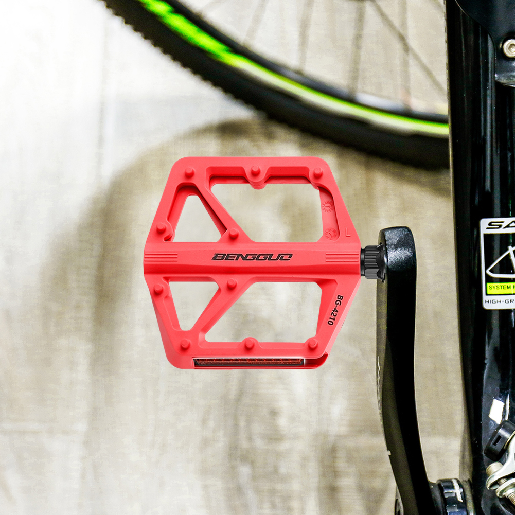 Pedales de bicicleta con doble rodamiento DU, plataforma de Pedal de bicicleta ultraligera de nailon, Pedal de bicicleta de montaña, piezas de pedales planos antideslizantes para MTB