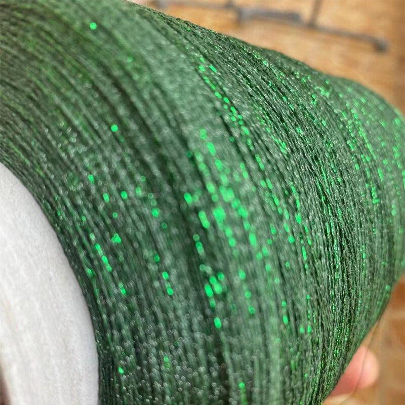 250G Mooie Glitter Groene Linnen Gemetalliseerde Garen Goud Zilver Zijde Hand Gehaakte Breien Weven Draad X5358