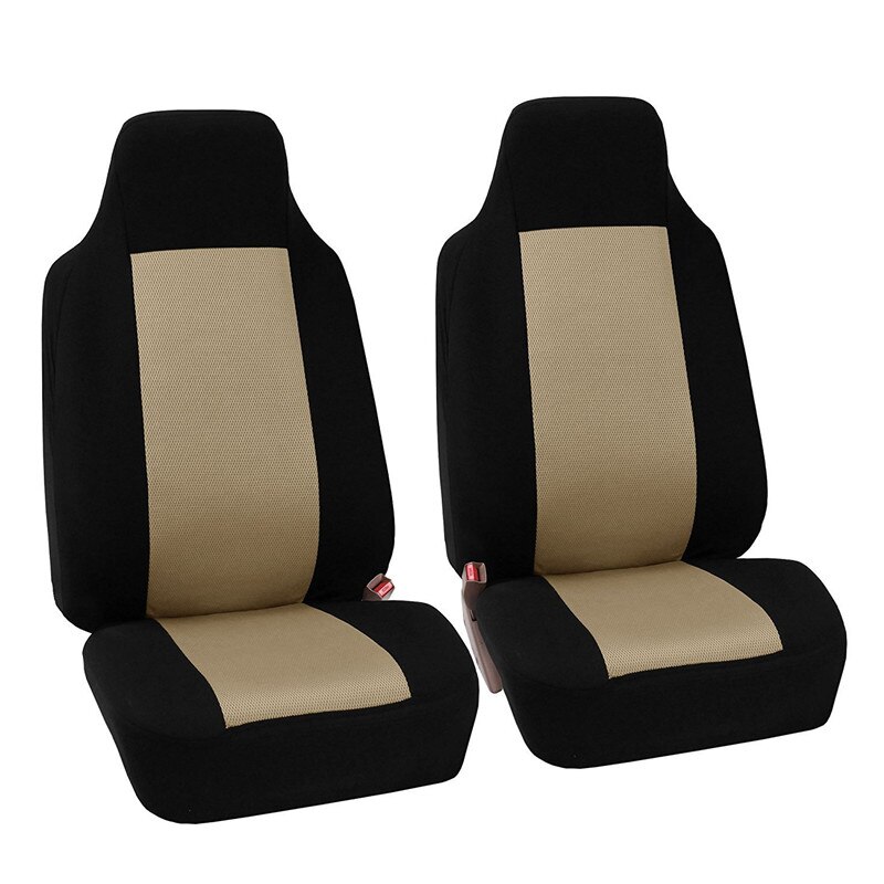 Car Seat Cover Airbag Compatible Ventilation Cloth Seat Protector Cushion Autos Universal Interior Accessories Fit Most Cars: 2 seats black beige
