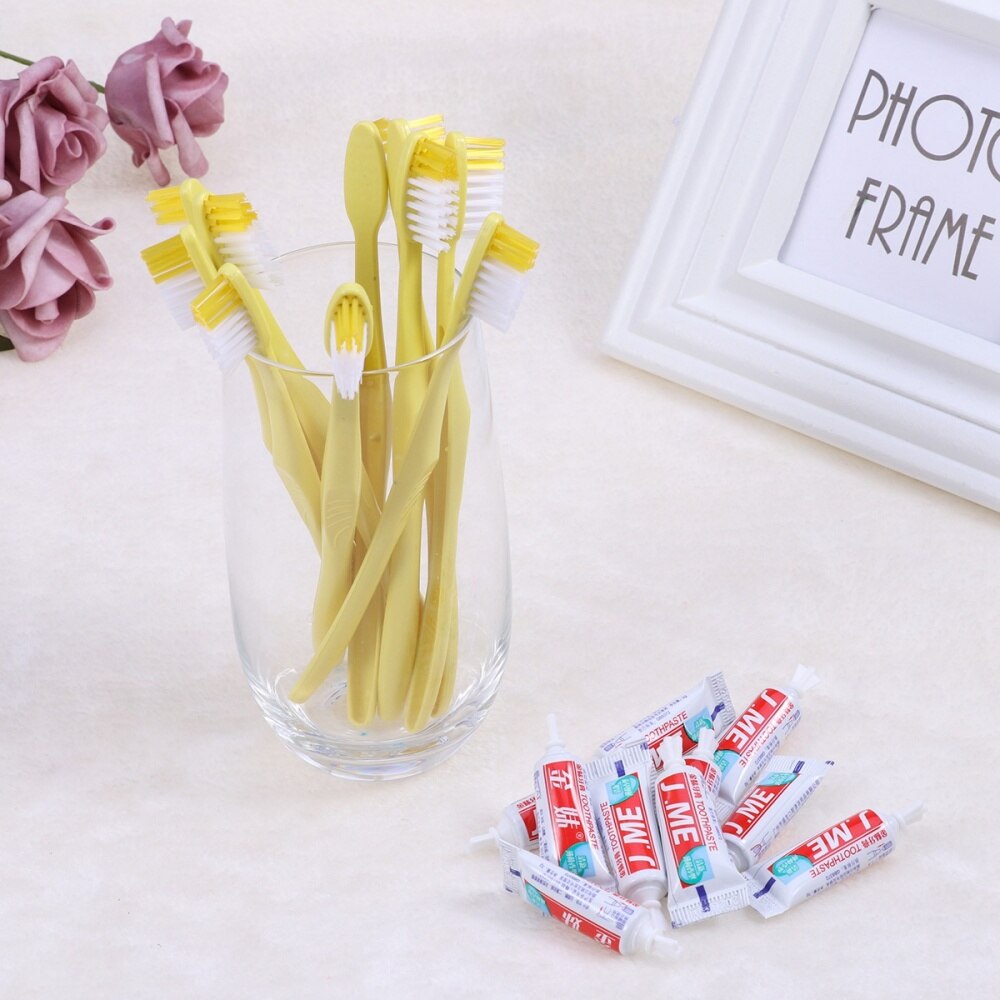 10pcs Travel Toothbrush and Toothpaste Set Hotel Disposable Toothbrush Kit (Mixed Colors)