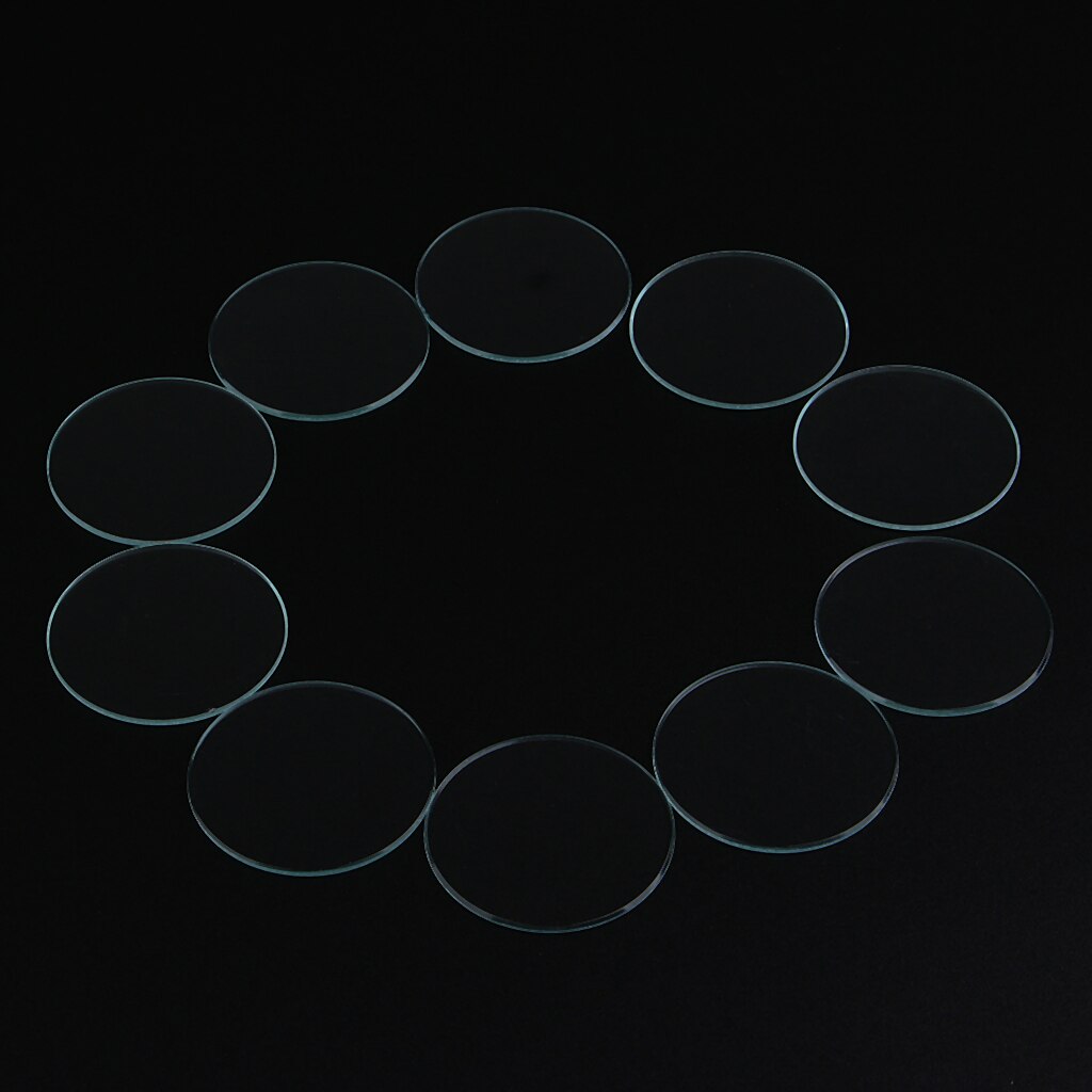10 Uds. De cristal Mineral plano redondo, lente facial de cristal para reloj, accesorios para reloj compatibles con cualquier caja de reloj, 1mm de grosor