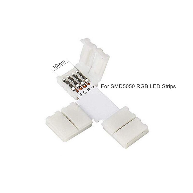 Led Strip Licht Connector 5-Pack 4Pin Rgb T-Vormige 10Mm Connector Voor SMD5050 Led Strips Diy fittings