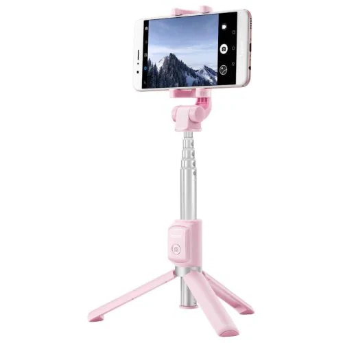 Original huawei honor selfie stick  af15 bluetooth 10m trådlös monopod utdragbar handhållen stativhållare: Rosa