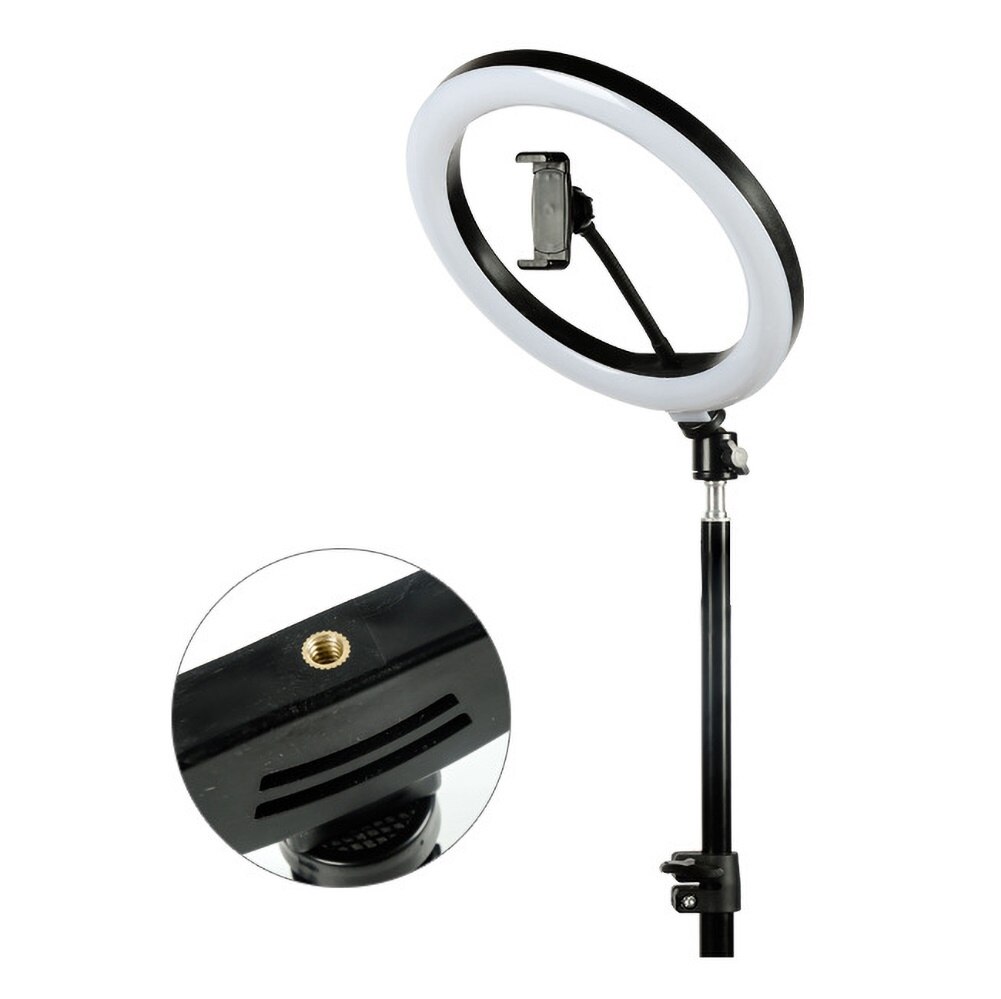 Anillo de luz LED de relleno para selfi, lámpara de anillo regulable para cámara de teléfono con soporte de 160CM, trípode para maquillaje, vídeo en vivo, 202, 10 pulgadas/26cm