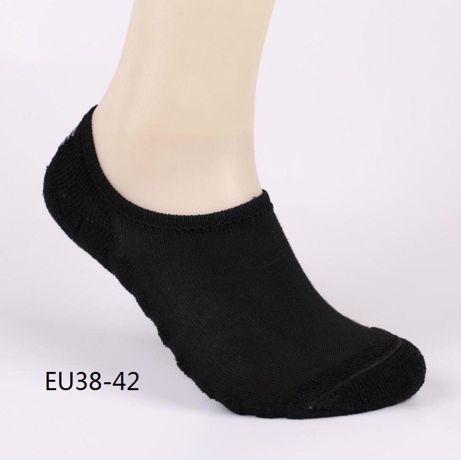 Chaussettes style serviette, invisible, pour homme, 6 pièces (3 paires), 3 couleurs/lot, matière coton, rayures, semelles anti-dérapantes, , , grande taille EU 43-46: Black