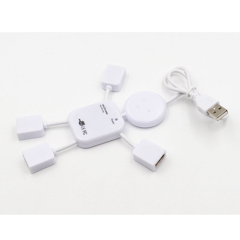 4 port usb 2.0 højhastigheds hub til pc bærbar dukke mand hvid
