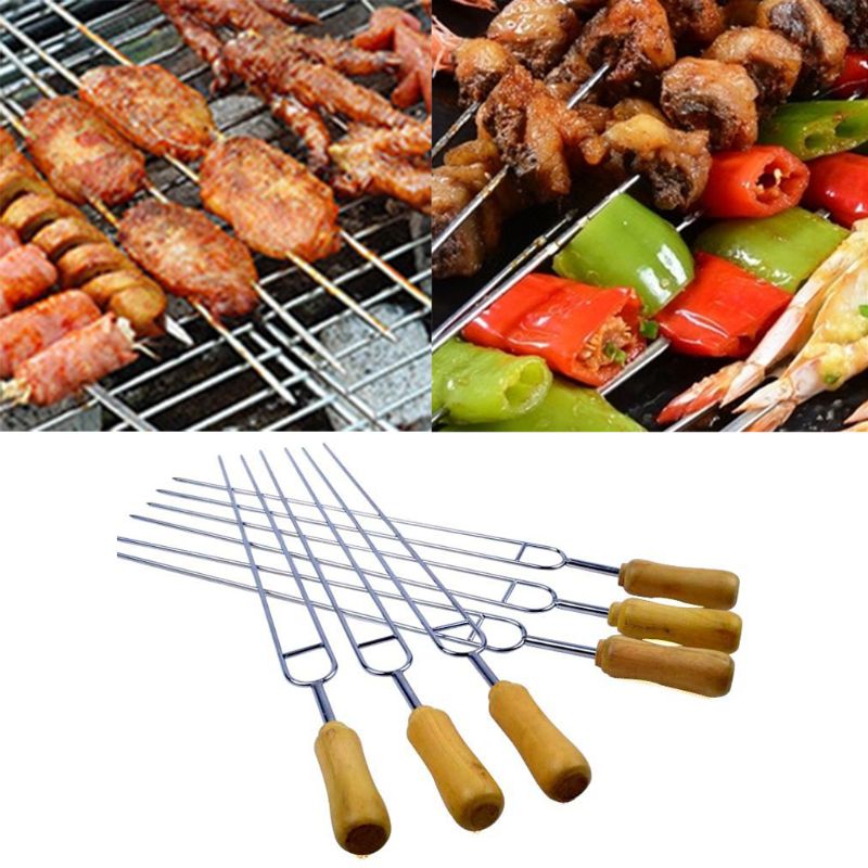 6pcs Stainless Steel U-Shaped Barbecue Brazing Fork Needle BBQ Grilling Skewers