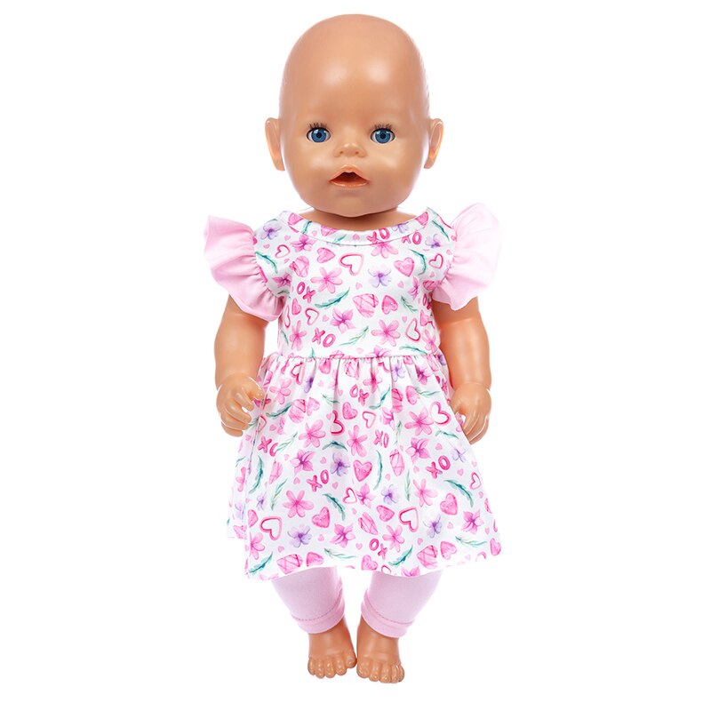 pass 17 tommers født baby 43cm dukke klær tilbehør 3- stykke lue rose kjole til baby bursdag festival: Q -108