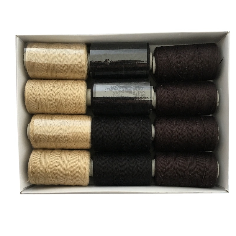 12 rolls BLACK Hair Weaving Thread Cotton Sewing Thread 1000 yards 12 rolls one box 1 pc 6.5cm C curved needle