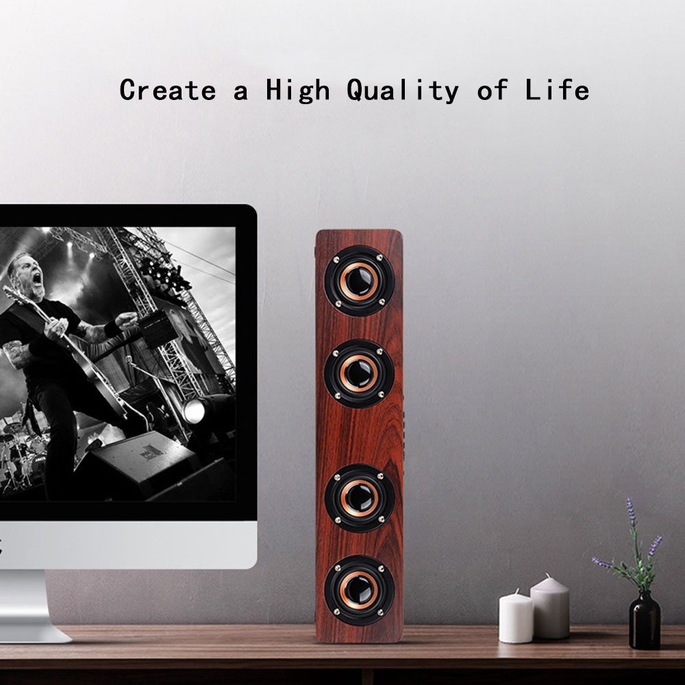 HYASIA Soundbar Bluetooth Speaker Wireless Wooden Desktop PC Speaker TV Support TF AUX Handsfree Audio for Bookshelf Phone Home