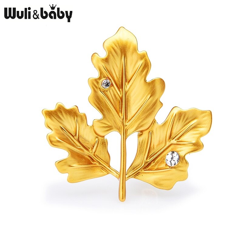 Wuli & bebê clássico esmalte maple leaf broches para as mulheres verde amarelo strass folhas casamentos casual escritório broche presentes