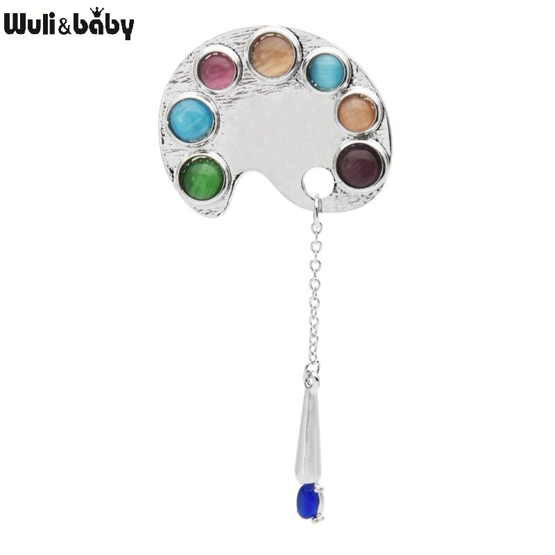 Wuli & Baby Opal Tekentafel Broches Voor Vrouwen Legering 2-Kleur Speciale Office Casual Broche Pins: silver