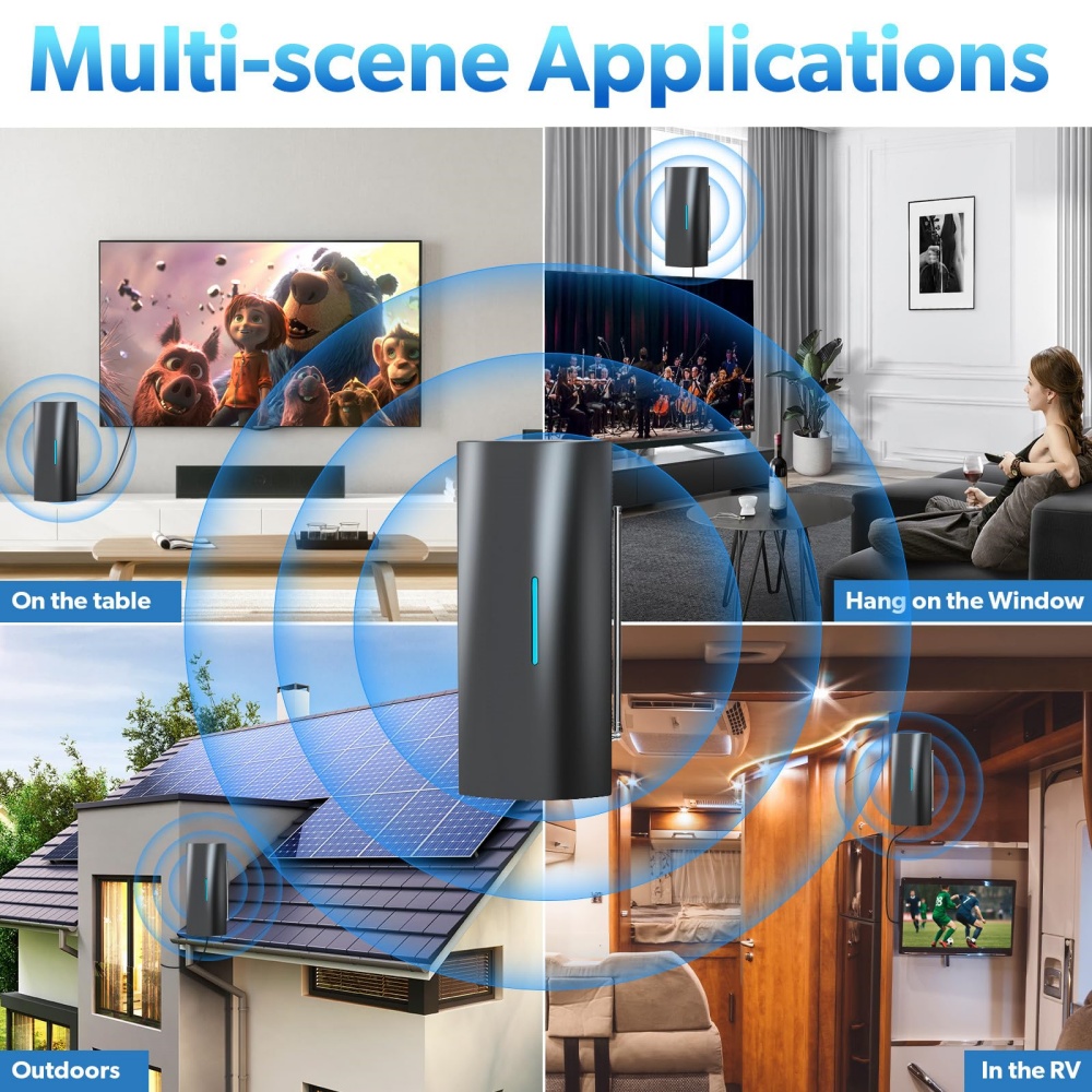 VUELVE Indoor And Outdoor TV Antenna With Pull Rod And Amplifier Strong Signal TV Antenna for Free Receiving TV Programs