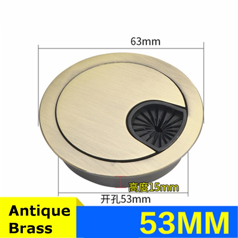 Wonzeal Zinc Alloy Round Table Wire Hole Covers Outlet Port Computer PC Desk Cable Grommet Line Holder 50mm/53mm/60mm/80mm: Antique Brass 53mm