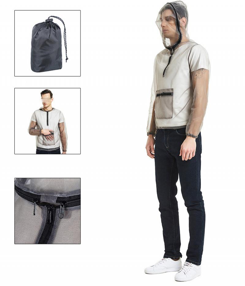 Portable Breathable Netting Insect Repellent Jacket Fishing Anti Mosquito Biting Mesh Hooded Clothing For Outdoor Camping Hiking