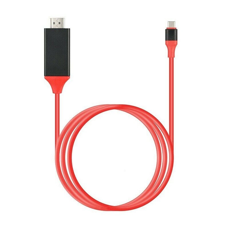 USB 3.1 Type C to HDMI 1080P Adapter Cable 2M Type C to HDMI Cable For MacBook For Samsung Galaxy S9/S8/Note 9: Red