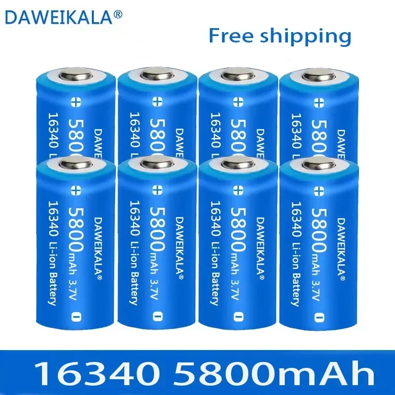 CR123A LED Flashlight Travel Wall Charger 16340 CR123A Battery 3.7V 16340 Rechargeable Battery 5800mAh Lithium ion Battery: Gold