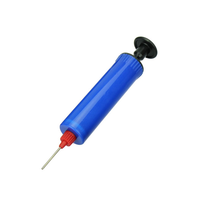 1Pcs Plastic Blauw Inflator Voetbal Speelgoed Opblaasbare Bal Hand Luchtpomp Met Naald Voetbal Handleiding Opblaasbare Naald