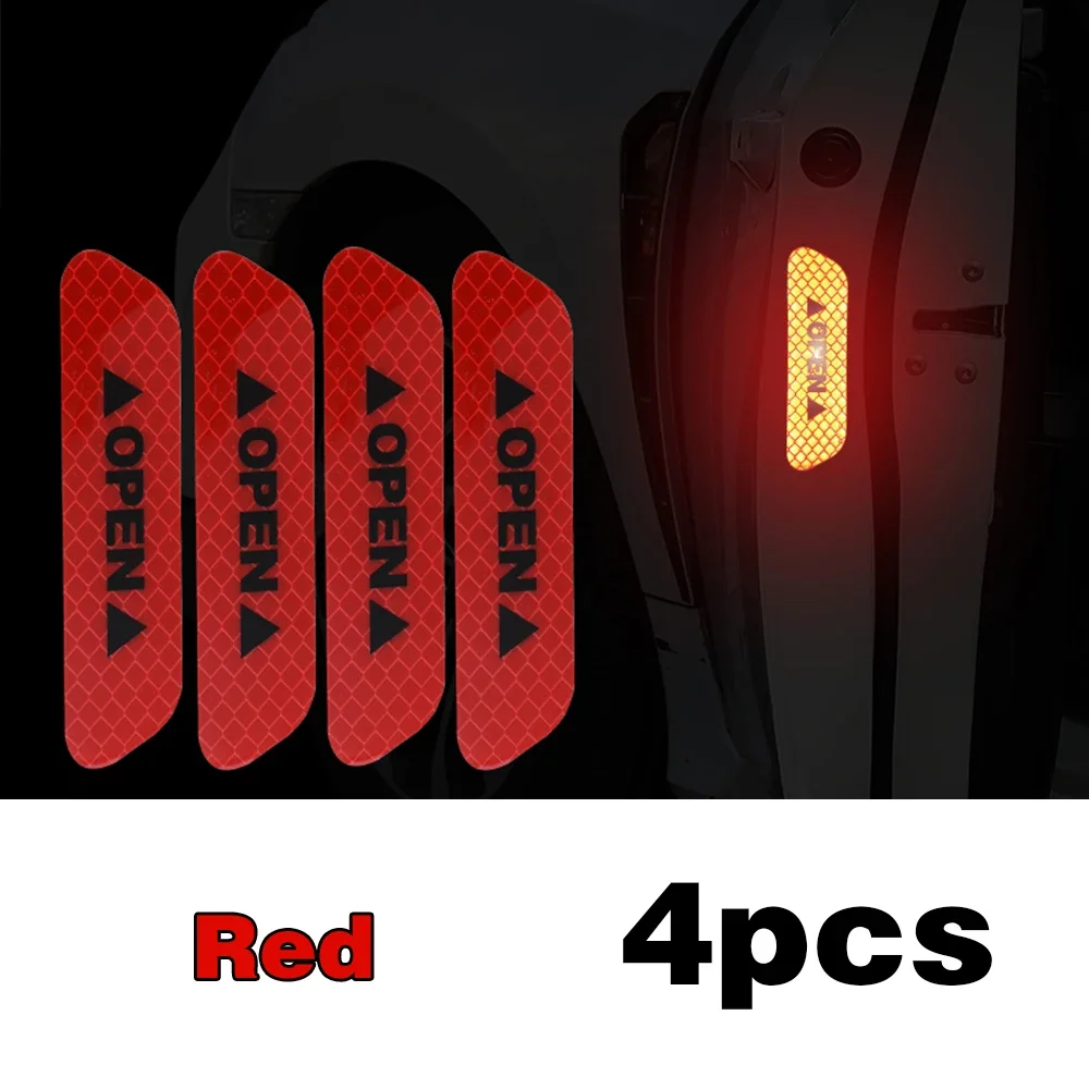 4 STUKS Reflecterende Auto Sticker Auto Deur Veiligheid Opening Waarschuwing Reflector Tape Decal Exterieur Reflector Sticker voor Auto Accessoires: groen