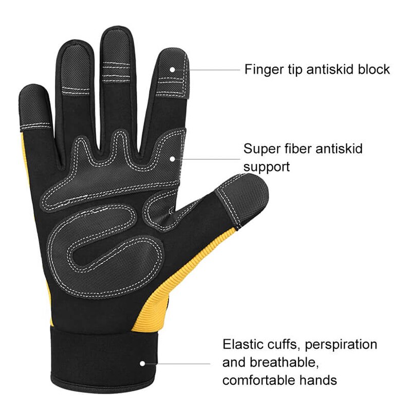Ozero-Guantes De cuero Para motocicleta, protectores De manos Para el hogar con pantalla táctil, Para mecánica