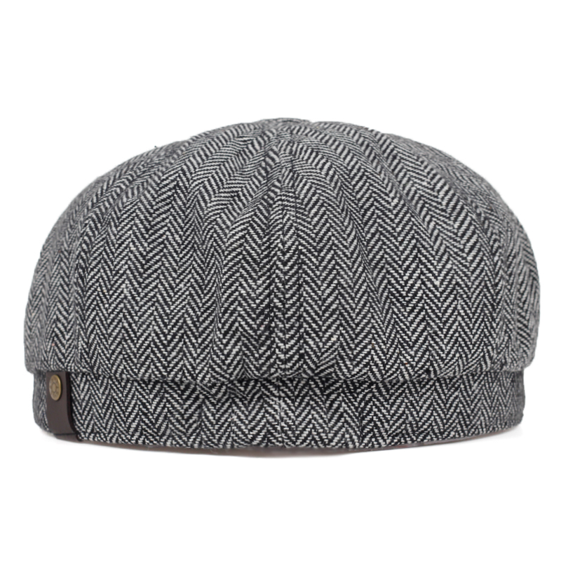 Nueva boina marrón de cuadros sombrero masculino algodón % hip hop sombreros Otoño e Invierno gorra de ocio al aire libre gorras de