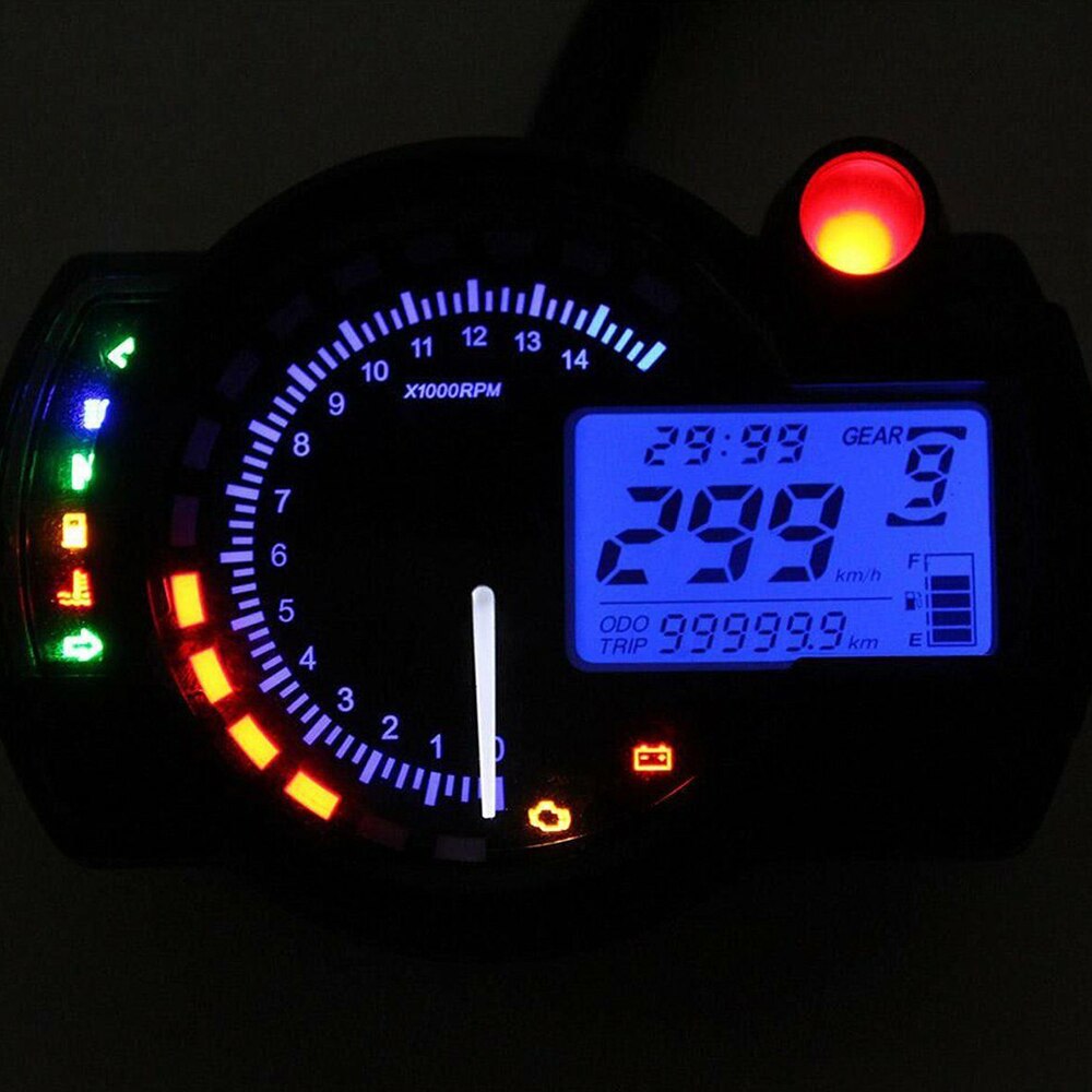 Motorcykel lcd digital instrumentbræt speedometer lav olie alarm dobbelt hastighed anti-blænding motorcykel kilometertæller hastighedsmåler universal