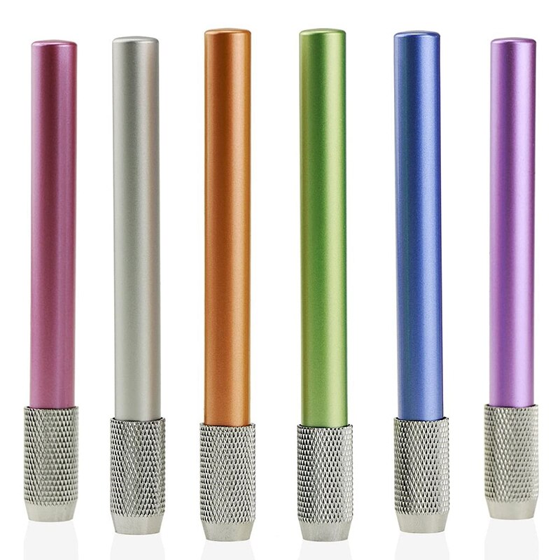 Barra de Color de Metal, extensor de lápiz de un solo extremo, pluma, receptáculo, caja de lápices, 6 uds.