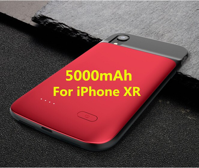 NTSPACE 5000mAh Liquid Silicone Shockproof Battery Charger Cases For iPhone XR Power Bank Charging Case External Battery Case: Red