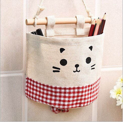 Cartoon Muur Deur Kast Opknoping Storage Bag Organizer Muur Opknoping Deur Tijdschrift Opslag Pocket Closet Organizer Opslag Plank: Rood