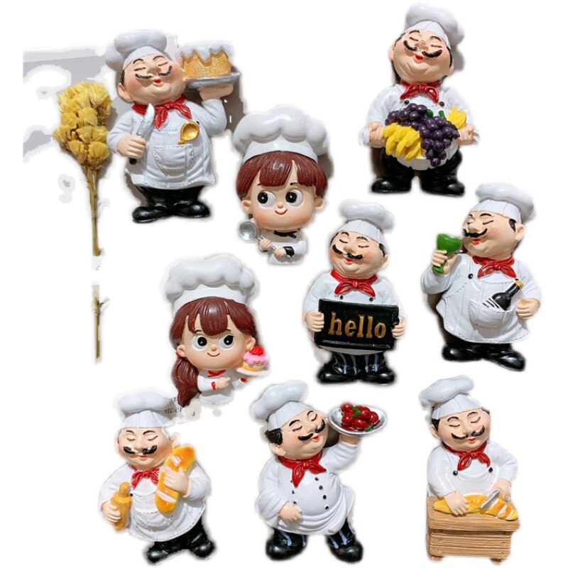 European-style chef chef boy girl bread fruit cartoon cute resin magnetic refrigerator sticker magnet