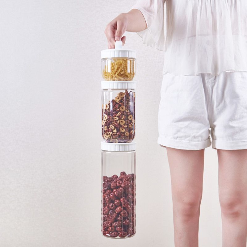 Kitchen Transparent Food Storage Container With Lids Durable Seal Pot Cereal Grain Bean Rice Sealed Plastic Milk Powder Jar