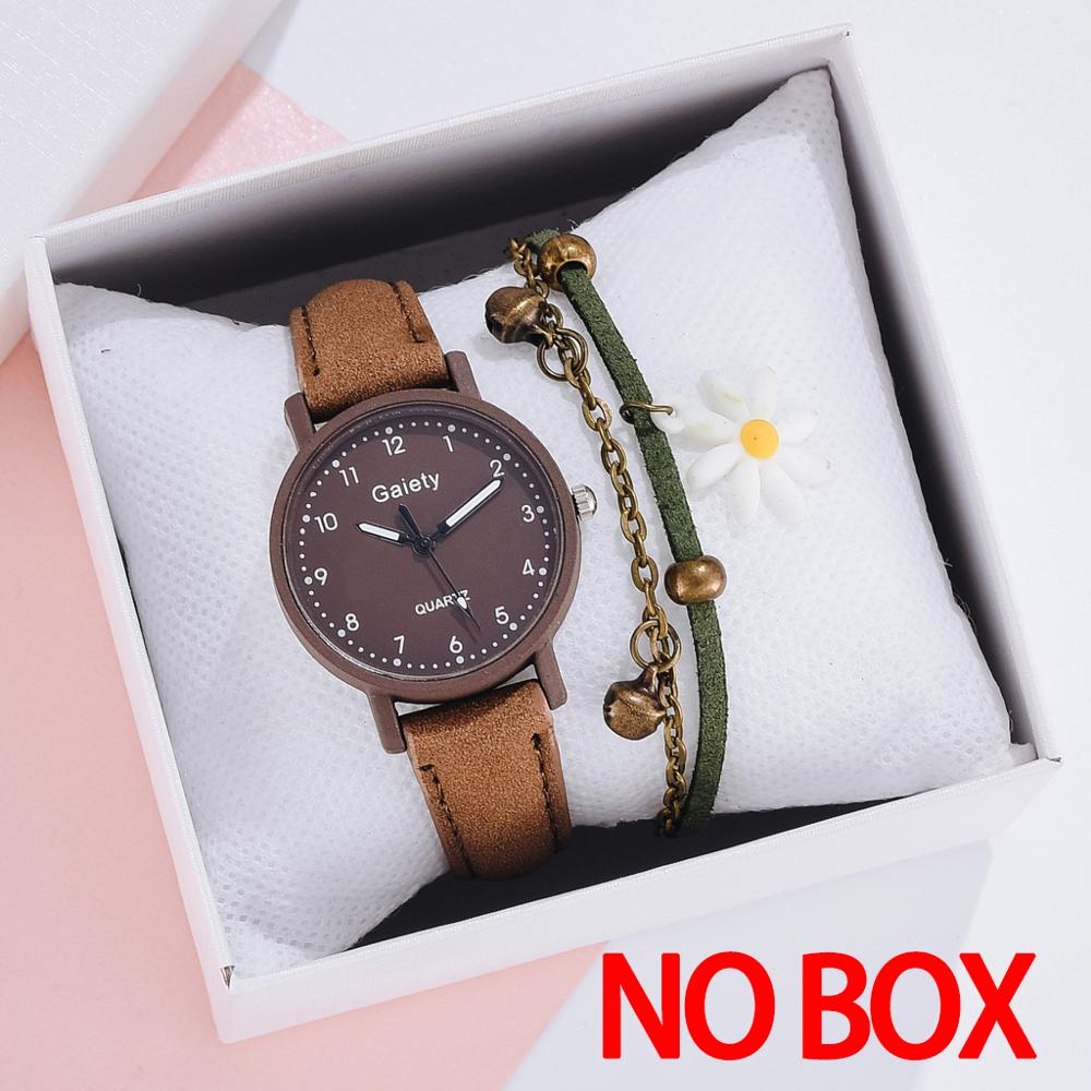 Mærke ur til kvinder enkle arabiske tal armbånd læder dame kjole kvarts ur ur til kvinder relogio feminino: 2 stk kaffesæt