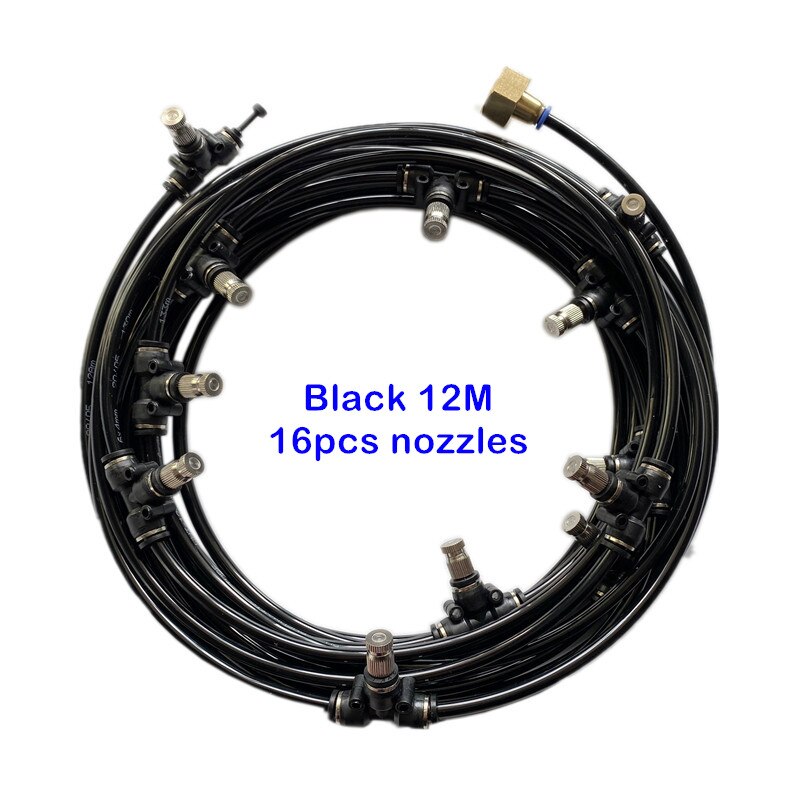 S390 Sprinkler 6M-18M beschlagen kits nebel nebel düsen wasser sprayer für terrasse pflanzen pavillon im freien garten beschlagen kühlsystem: Black 12M