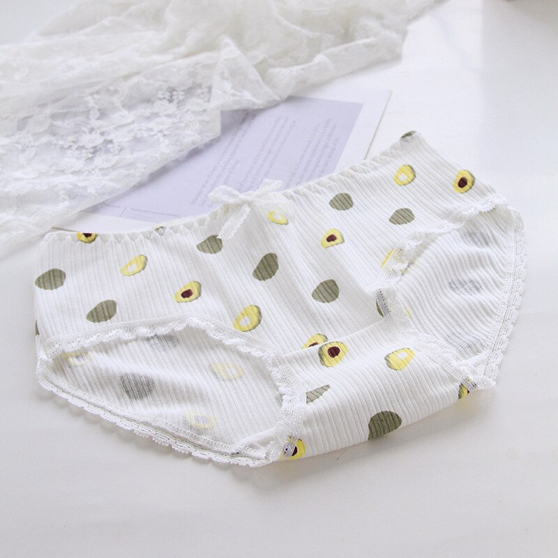 6 Stks/set Kinderen Ondergoed Cartoon Avocado Fruit Afdrukken Strik Verticale Graan Meisje Ventilatie Driehoek Broek