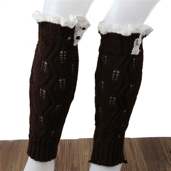 Calentadores de piernas de punto para niñas a la botones de encaje de ganchillo calentadores de piernas para NIÑOS Calcetines de bota infantil de invierno para chico: Coffee