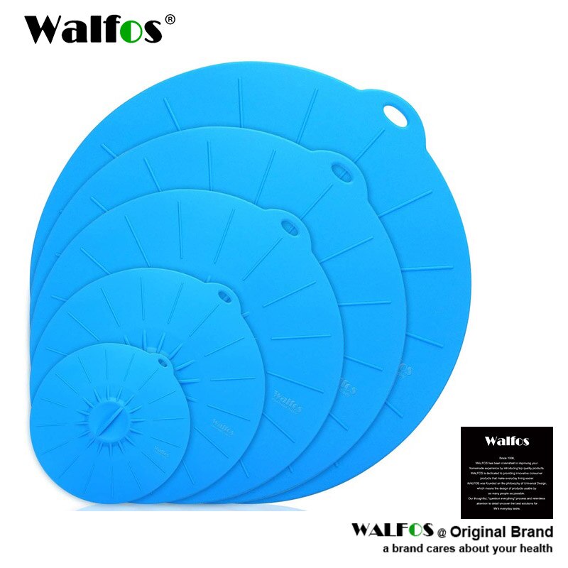 Utensílio de cozinha multifuncional walfos, utensílio de cozinha de silicone para cozinhar alimentos multiuso para micro-ondas: 5PCS Blue