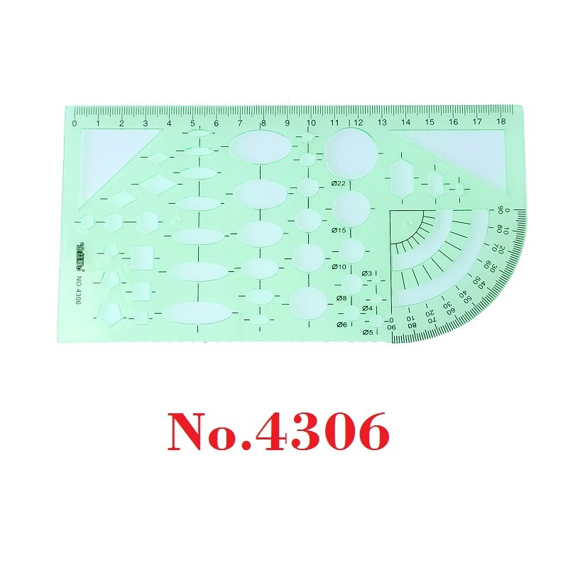 Règle de gabarit géométrique en plastique ensemble cercle, ovale, Arc, Triangle, hexagones modèles règle no 4306/4307/4315/4316/4317: No 4306