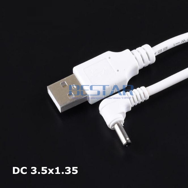 Wit DC Elleboog Power kabel Plug USB Naar DC 3.5*1.35 3.5*1.35mm 3.5mm x 1.35mm 3.5x1.35mm Jack Haakse L vorm oplaadkabel 1 M