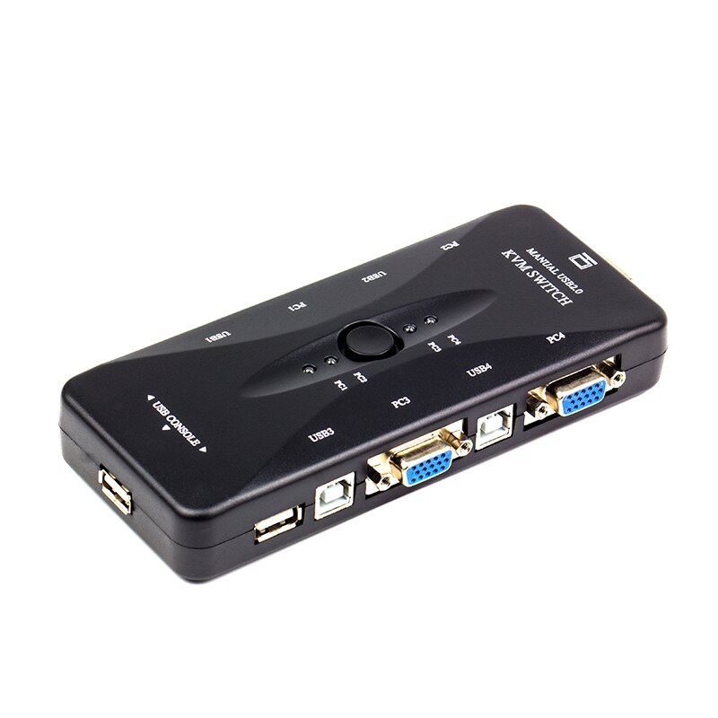 4 Poorten Kvm Switch 4 In 1 Out Vga Usb Converter Vier Computers Delen Monitor Muis Keyboard Printer Apparatuur