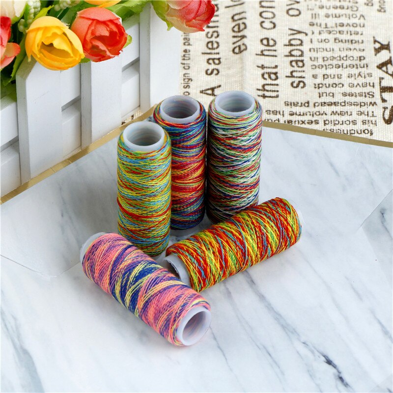 5pcs Rainbow Color Sewing Thread DIY Embroidery Sewing Yarn Knitting Thread Stitching Thread Naai Garen Инструменты Для Шитья́