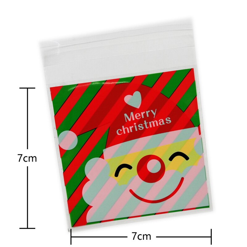 100pcs 7*7cm Cookie Bags Christmas Santa Claus Snowman Snacks Cookie Plastic Packaging Bags Party Wedding Candy Bag: color 1