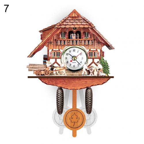 Reloj de cuco de resina 3D hecho a mano de madera antigua nórdica, colgante de pared, llamada de pájaro, campana de tiempo, cronometraje, oscilación automática para niños Roo