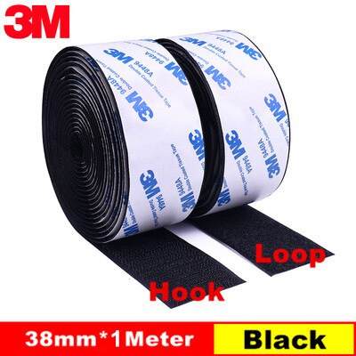 Moq 1M 20/25/30/38/50Mm Sterke Zelfklevende Sluiting Tape Nylon Haken en Loops Sticker Velcroos Lijm 3M Lijm Magie Voor Diy: Black 38mmX1M 1Pair