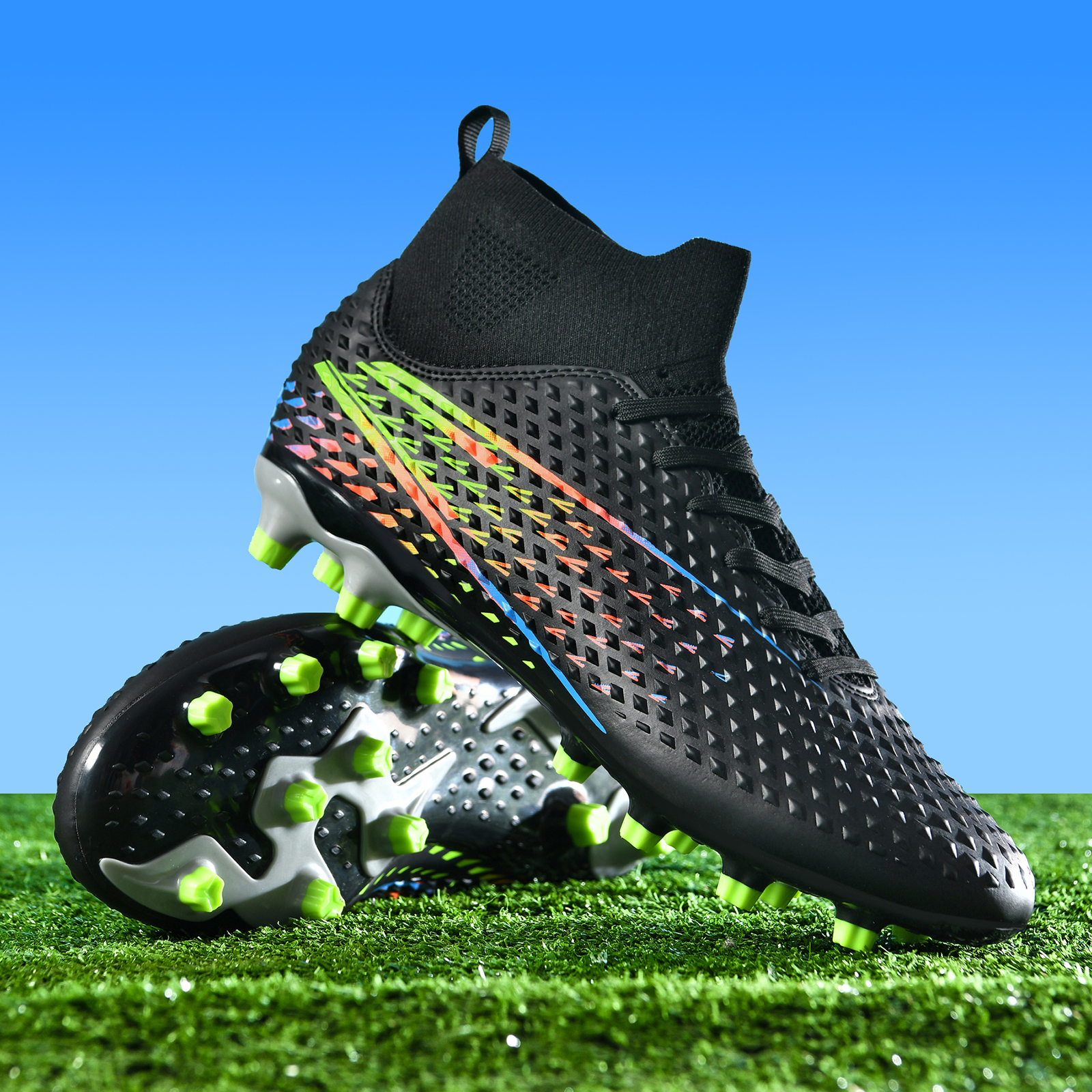 Voetbalschoenen voor heren Casual voetbalschoenen Volwassenen Professioneel voetbal Tiener Antislip buitensportschoenen Nieuw: Black / 44